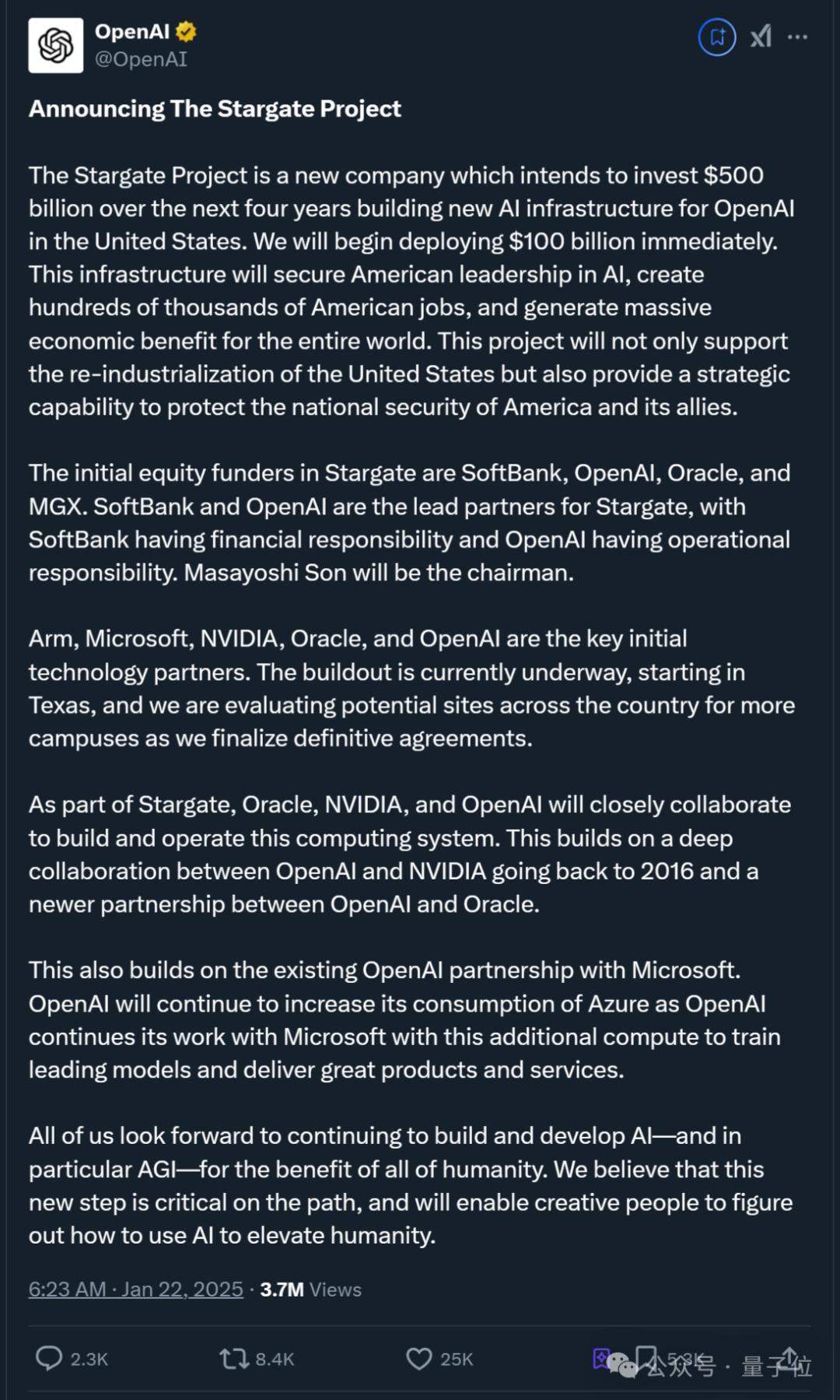 $500B Stargate: OpenAI, SoftBank, and Oracle launch AI infrastructure plan